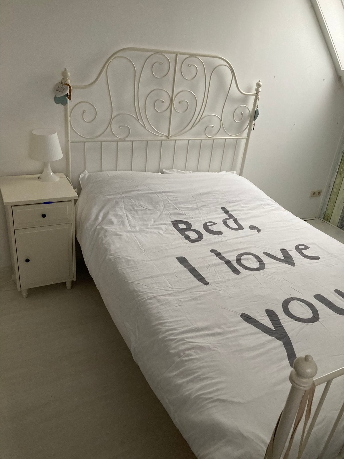 Leirvik twijfelaar / bed 140 x 200 IKEA, Ophalen, Gebruikt, Wit, 140 cm