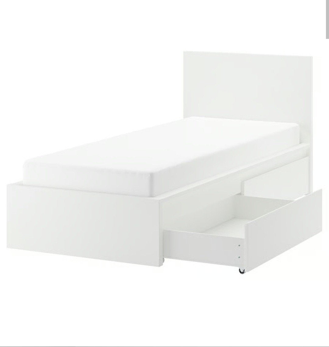 IKEA Malm bed met lattenbodem, matras en dekbed, Ophalen, Gebruikt, 90 cm, Eenpersoons