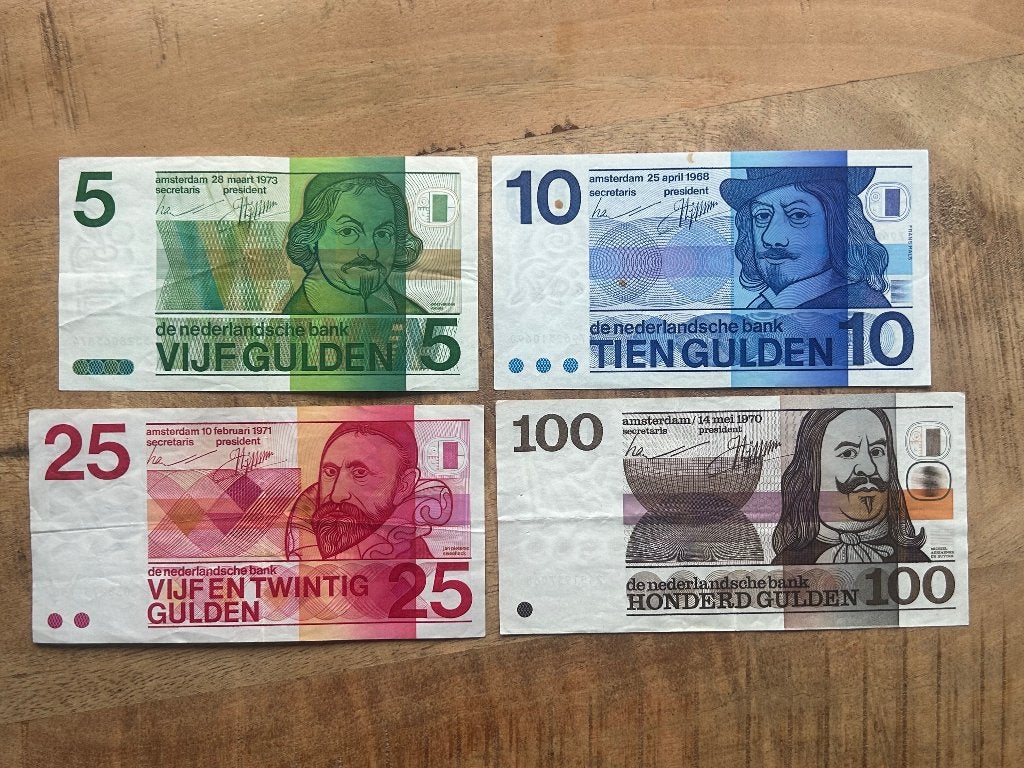 Serie erflaters, 5, 10, 25, 100 gulden biljetten (2), Ophalen of Verzenden, 100 gulden