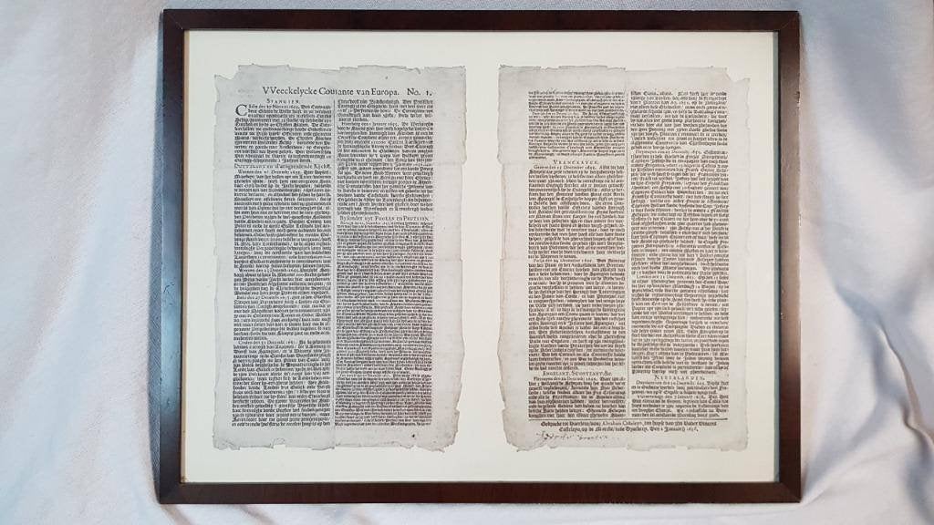 Eerste editie Weeckelycke Courante van Europa uit 1656, Ophalen of Verzenden, Voor 1920, Nederland, Krant