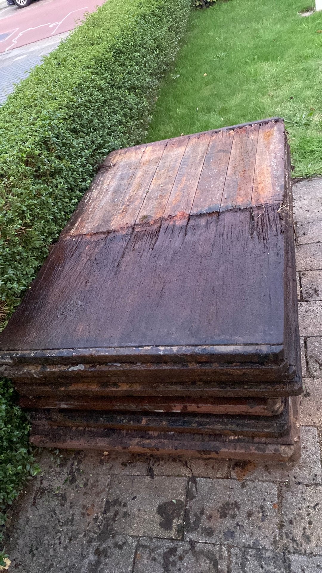 Azobe steenschotten.    11 stuks  (hele partij 50 euro), Tuin en Terras, Gebruikt, Overige typen, Ophalen of Verzenden, Hardhout