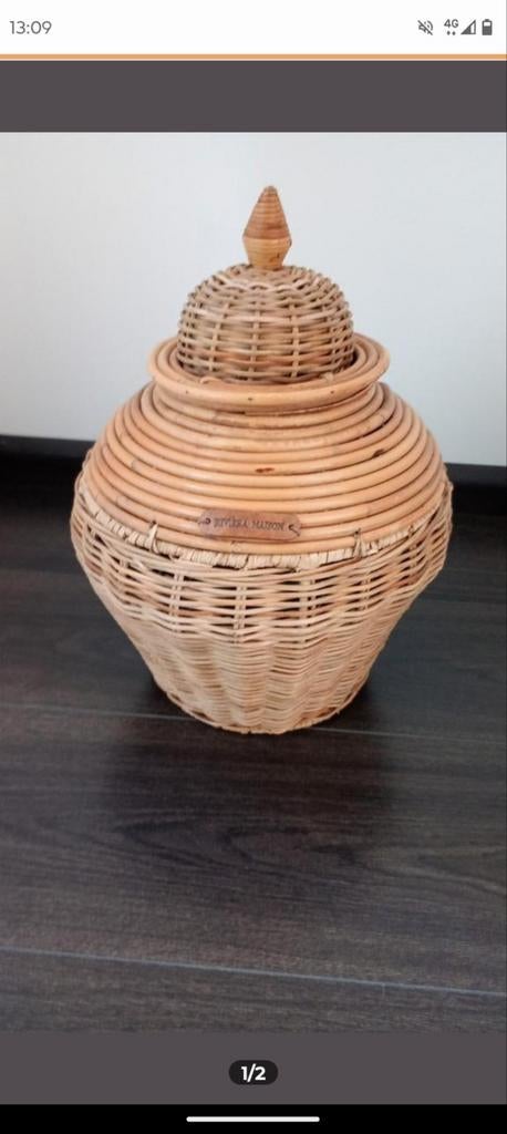 Rivièra Maison rattan ginger pot maat S Riviera Maison, Ophalen, Zo goed als nieuw, Rond, Riet