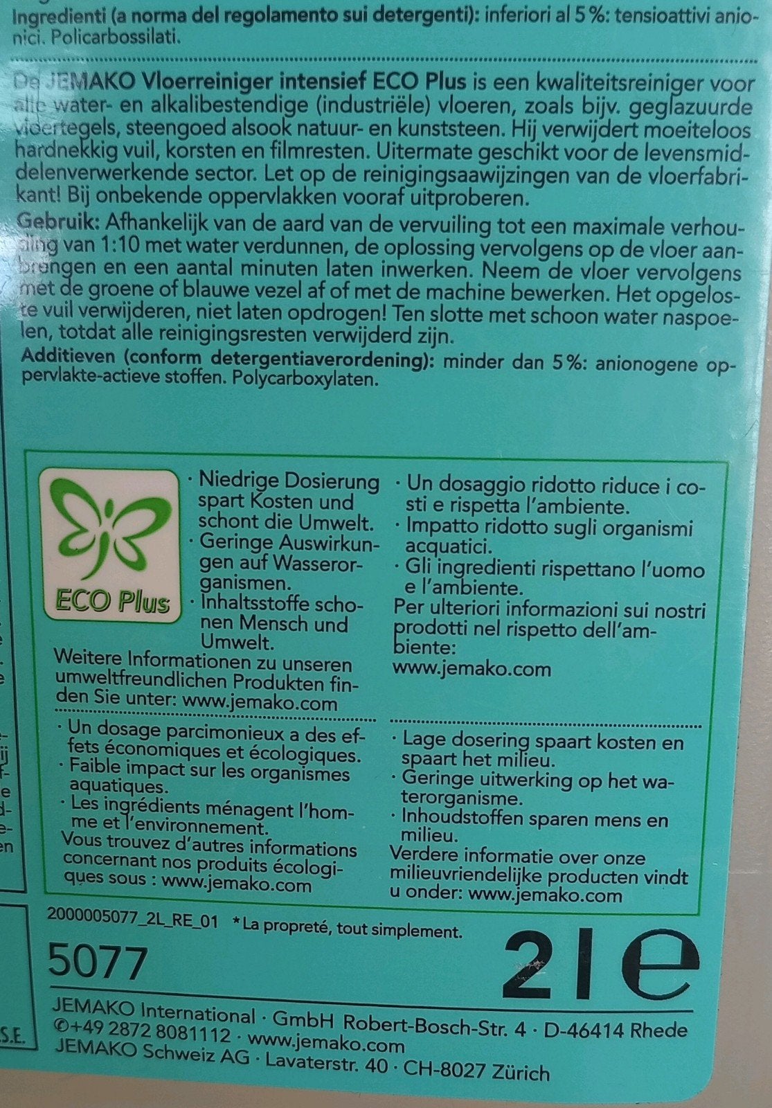 Foto 3 van Jemako vloerreiniger Eco Plus. Ook te gebruiken in machines