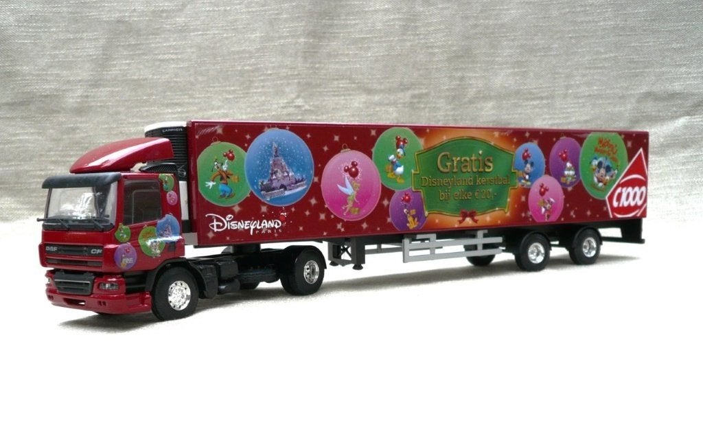 Lion Daf CF + opl. C1000 Disneyland kerstbal spaaractie., Ophalen of Verzenden, Gebruikt, Bus of Vrachtwagen, Lion Toys