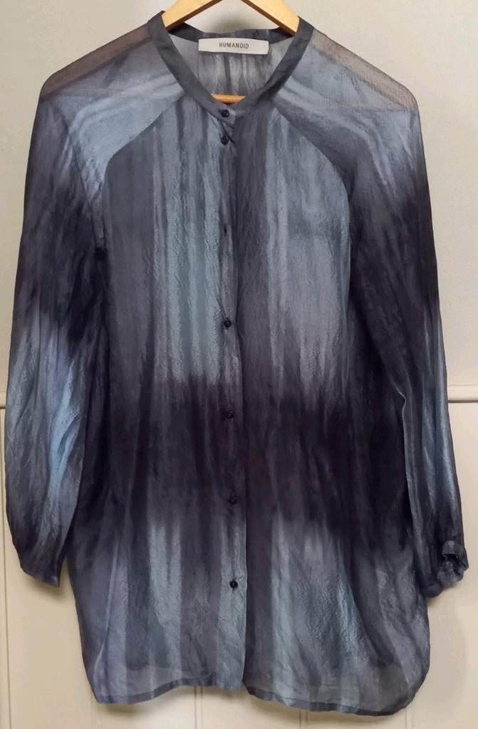 Humanoid blouse seersucker zijde maat M, Kleding | Dames, Maat 38/40 (M), Humanoid, Blauw, Ophalen of Verzenden
