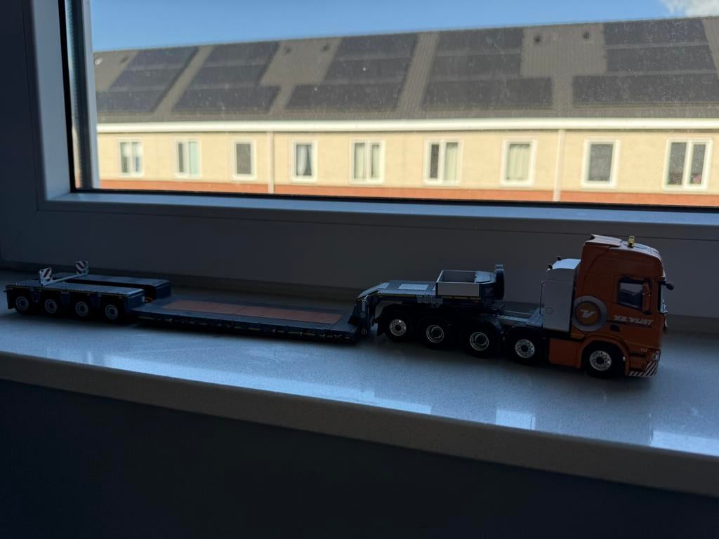 WSI Scania R Highline 10x4 + Low loader van der Vlist., Ophalen, Wisselstroom, Wagon, Zo goed als nieuw