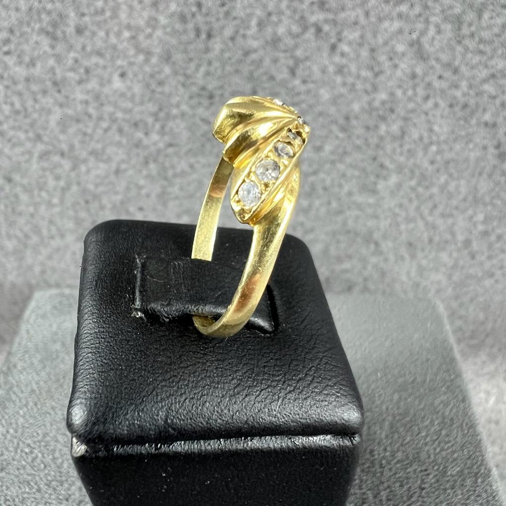 Gouden Ring | 14k | 2,3g | 8x zirkonia | 17,5 | 407986, Sieraden, Tassen en Uiterlijk, Ringen, Gebruikt, Ophalen of Verzenden