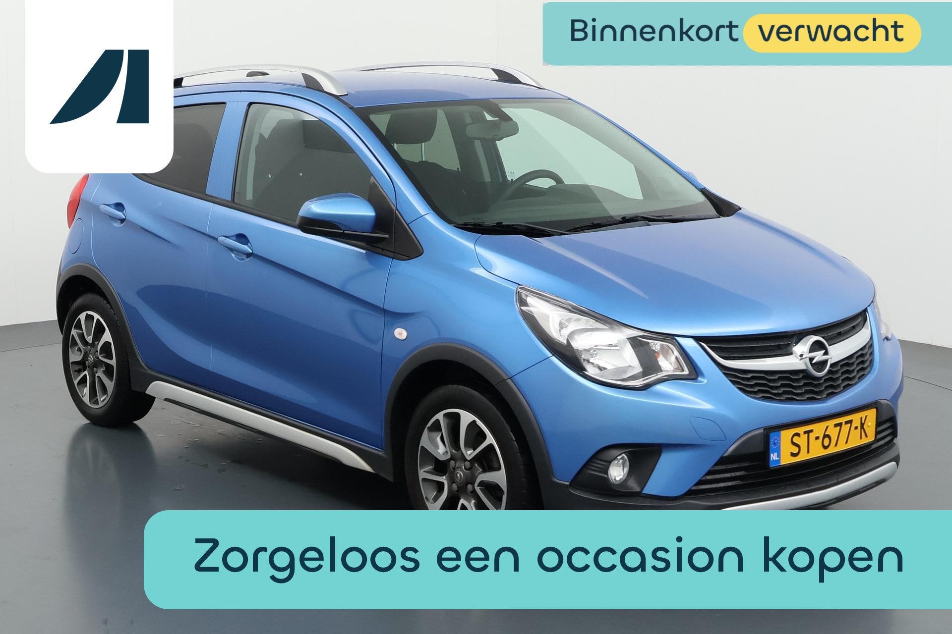 Opel KARL 1.0 Rocks Online Edition Speelse stadsauto met een, Voorwielaandrijving, Stof, Gebruikt, Blauw