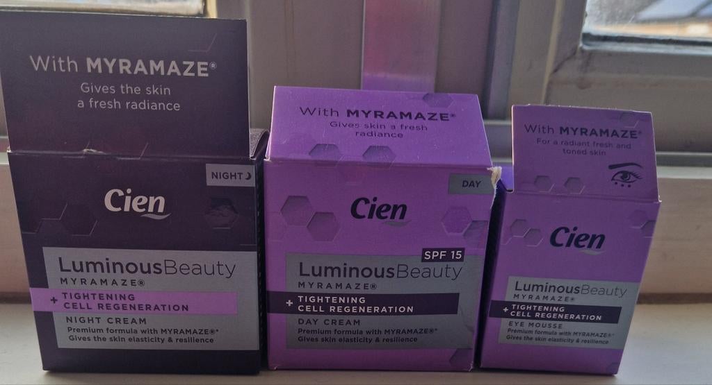 Cien LuminousBeauty Dag-, Nacht- en Oogcrème Set (3 stuks), Sieraden, Tassen en Uiterlijk, Uiterlijk | Gezichtsverzorging, Ophalen of Verzenden