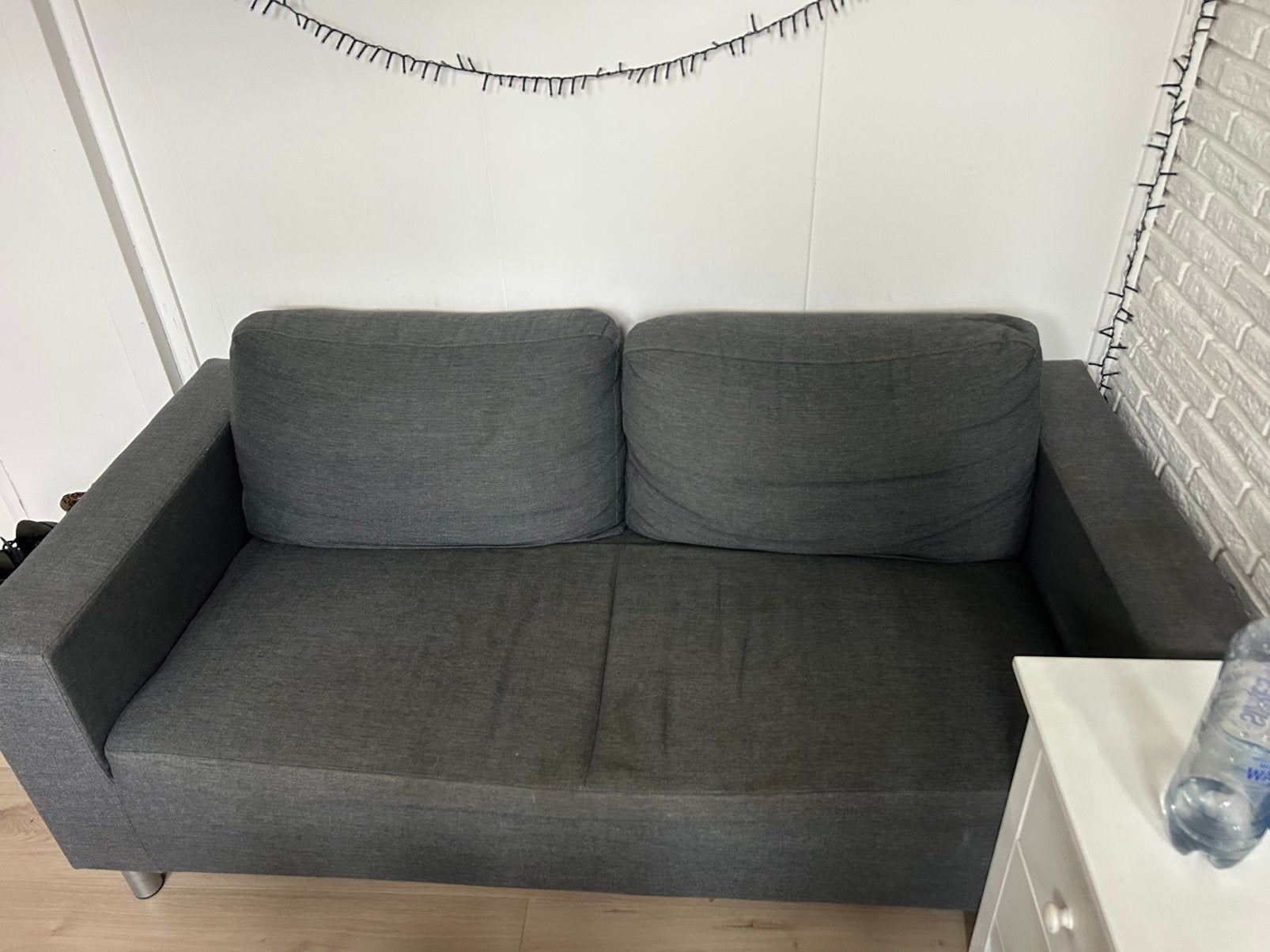 Grijze bank, Ophalen, Gebruikt, Grijs, Tweepersoons