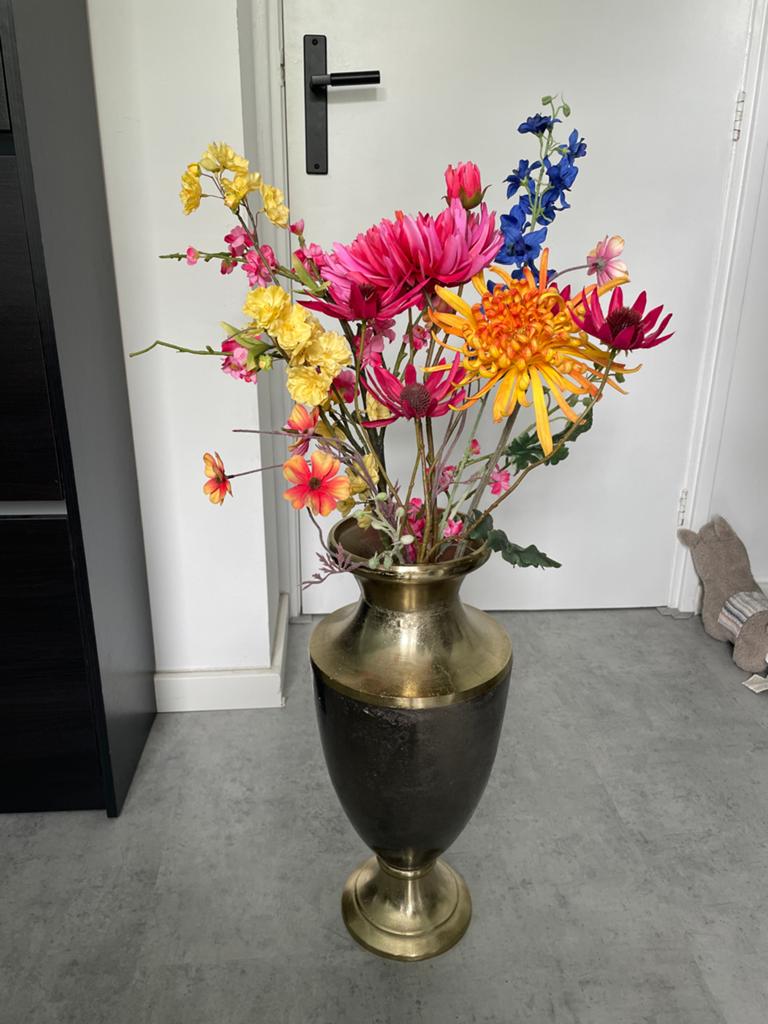 vaas met nepbloemen, Ophalen, Gebruikt, Overige kleuren, Overige materialen