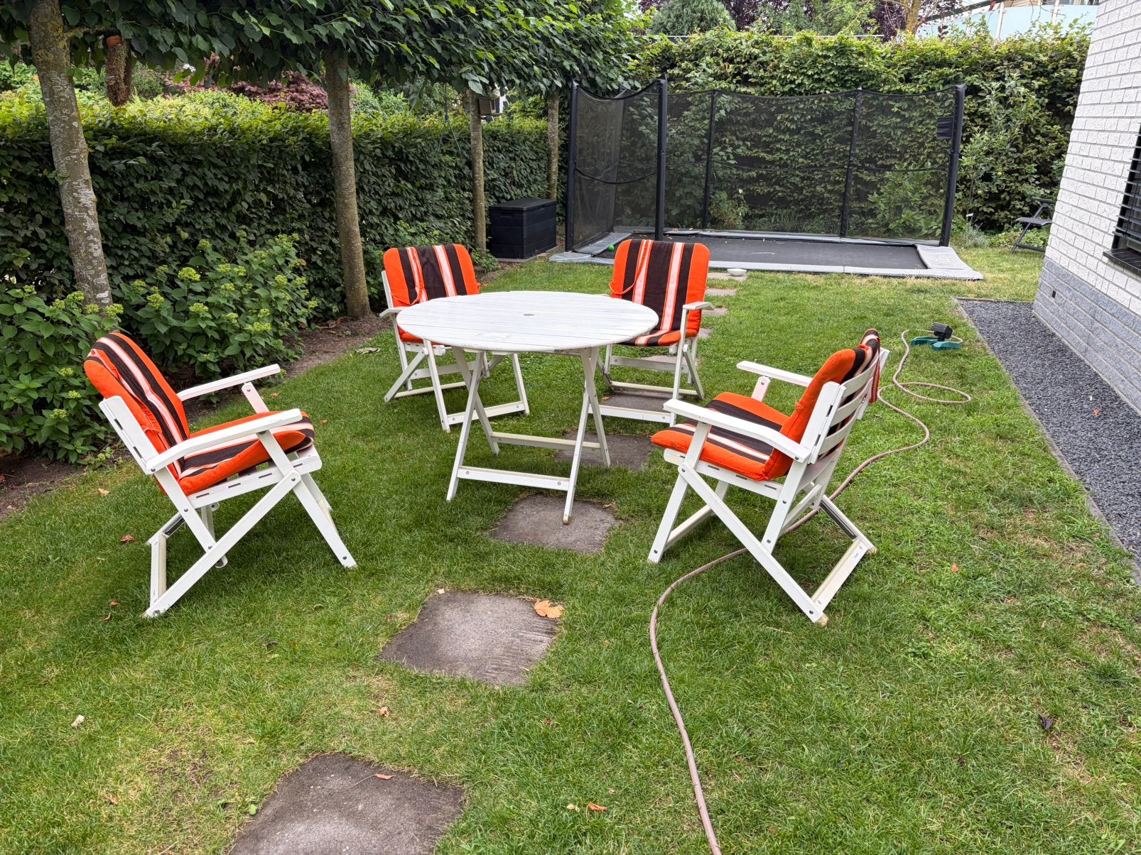 Vintage Fratelli Reguitti Italië tuinset – 4 stoelen+tafel, Ophalen, Zo goed als nieuw