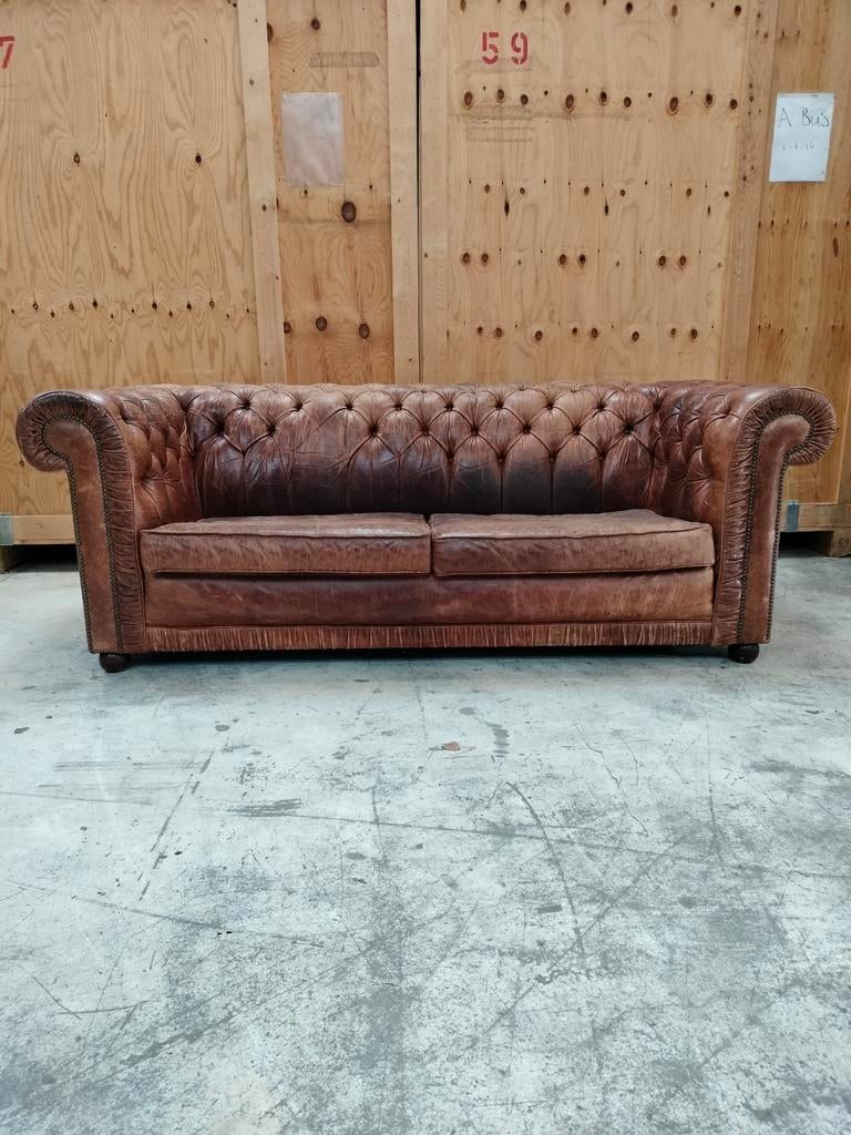 Chesterfield bank, Ophalen, Gebruikt, Chesterfield, Driepersoons