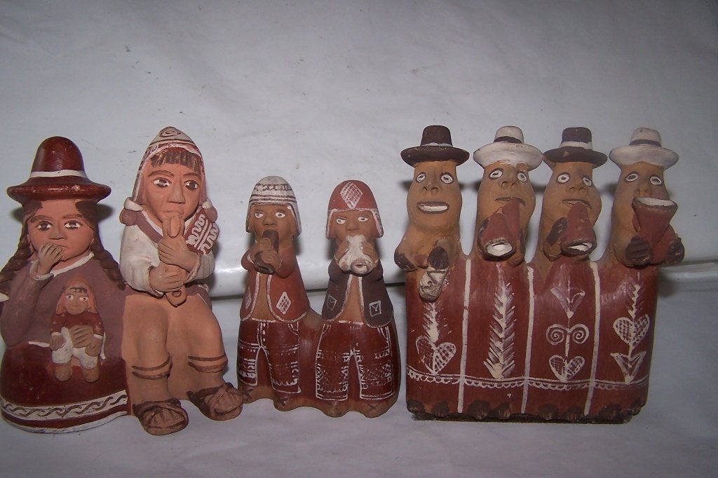 Peruaanse kleifiguren.1x 4 -2x2 . Hoogte 14 en 12 cm., Verzamelen, Ophalen of Verzenden, Gebruikt, Mens