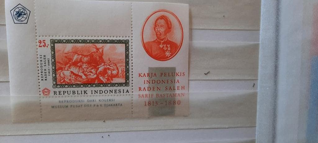 Indonesië blok Raden Saleh 25c postzegel, Ophalen of Verzenden, Zuidoost-Azië