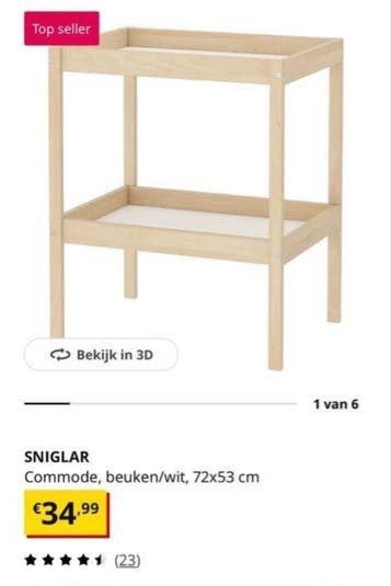 2 tafeltjes van de IKEA SNIGLAR Commode Beuken/Wit, Minder dan 75 cm, 50 tot 70 cm, Zo goed als nieuw, Ophalen