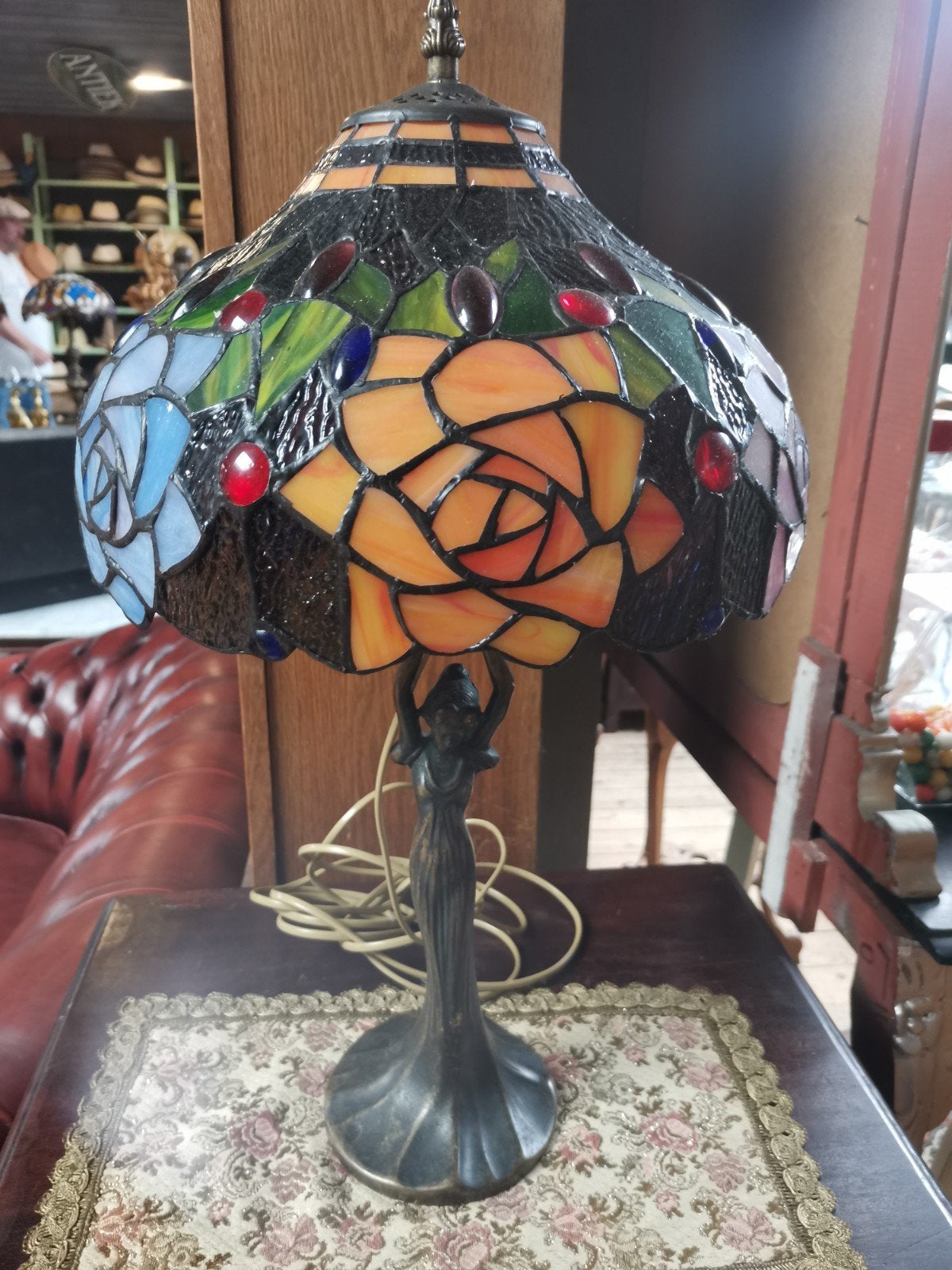 Mooie Tiffany stijl tafellamp, Huis en Inrichting, Ophalen of Verzenden, Glas