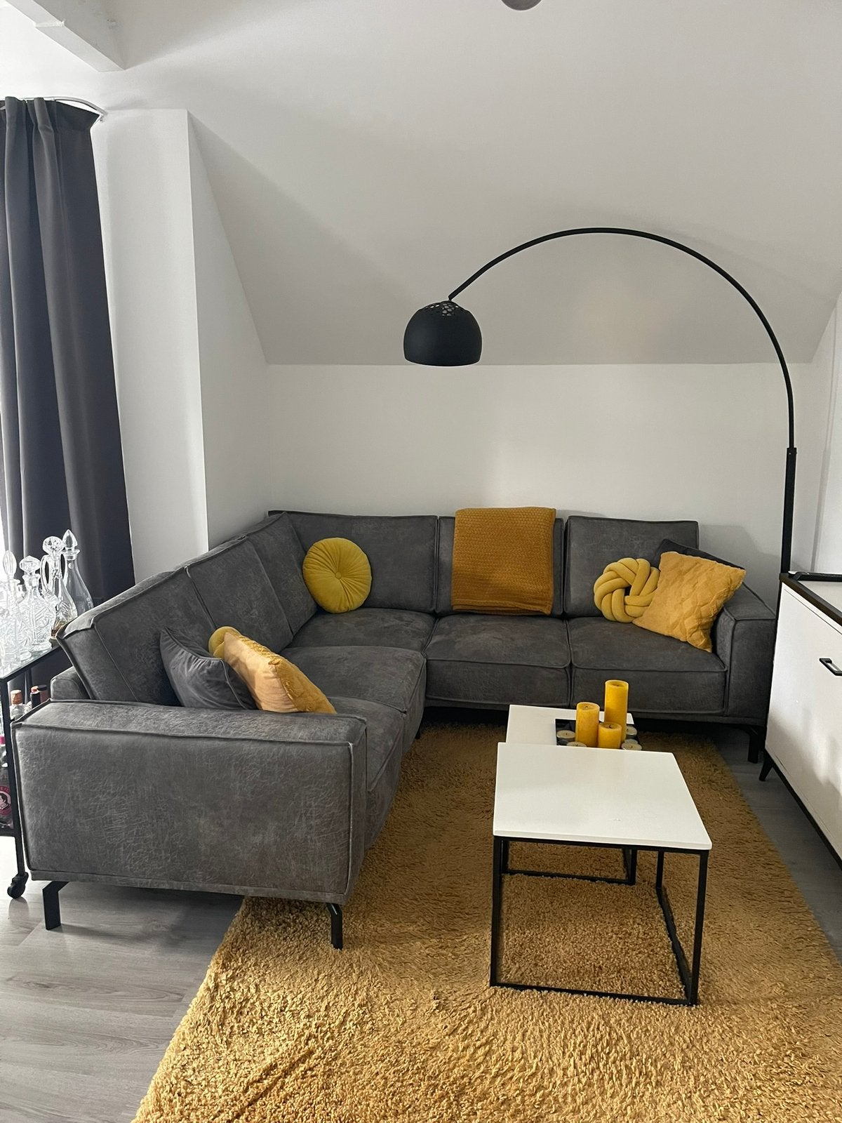 Alburg hoekbank microleder bull grijs., Huis en Inrichting, Ophalen, Zo goed als nieuw, Overige materialen, Modern