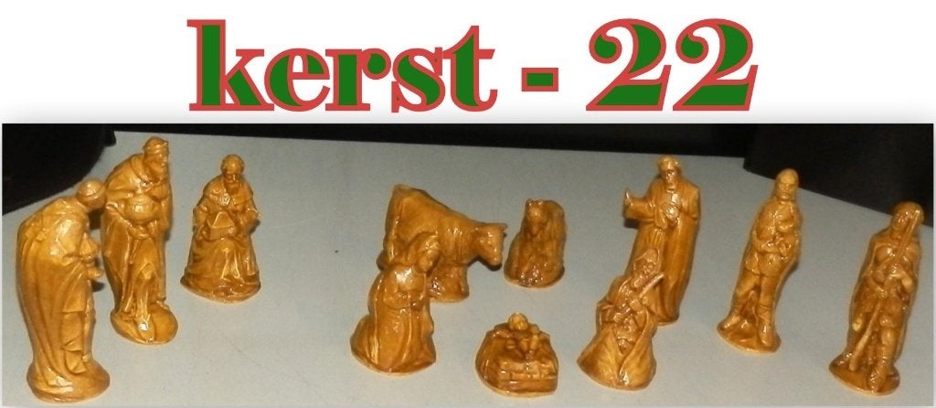 Kerst22 - 11 delige Bruine Kerst beelden groep  Handwerk (2), Diversen, Kerst, Ophalen of Verzenden, Nieuw