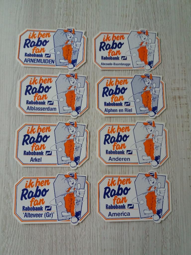 152 stickers ik ben Rabo fan, Verzamelen, Ophalen of Verzenden, Zo goed als nieuw, Bedrijf of Vereniging