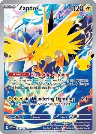 GEZOCHT: Zapdos #133 (Pokemon 30th Celebration), Ophalen, Nieuw, Meerdere kaarten, Foil