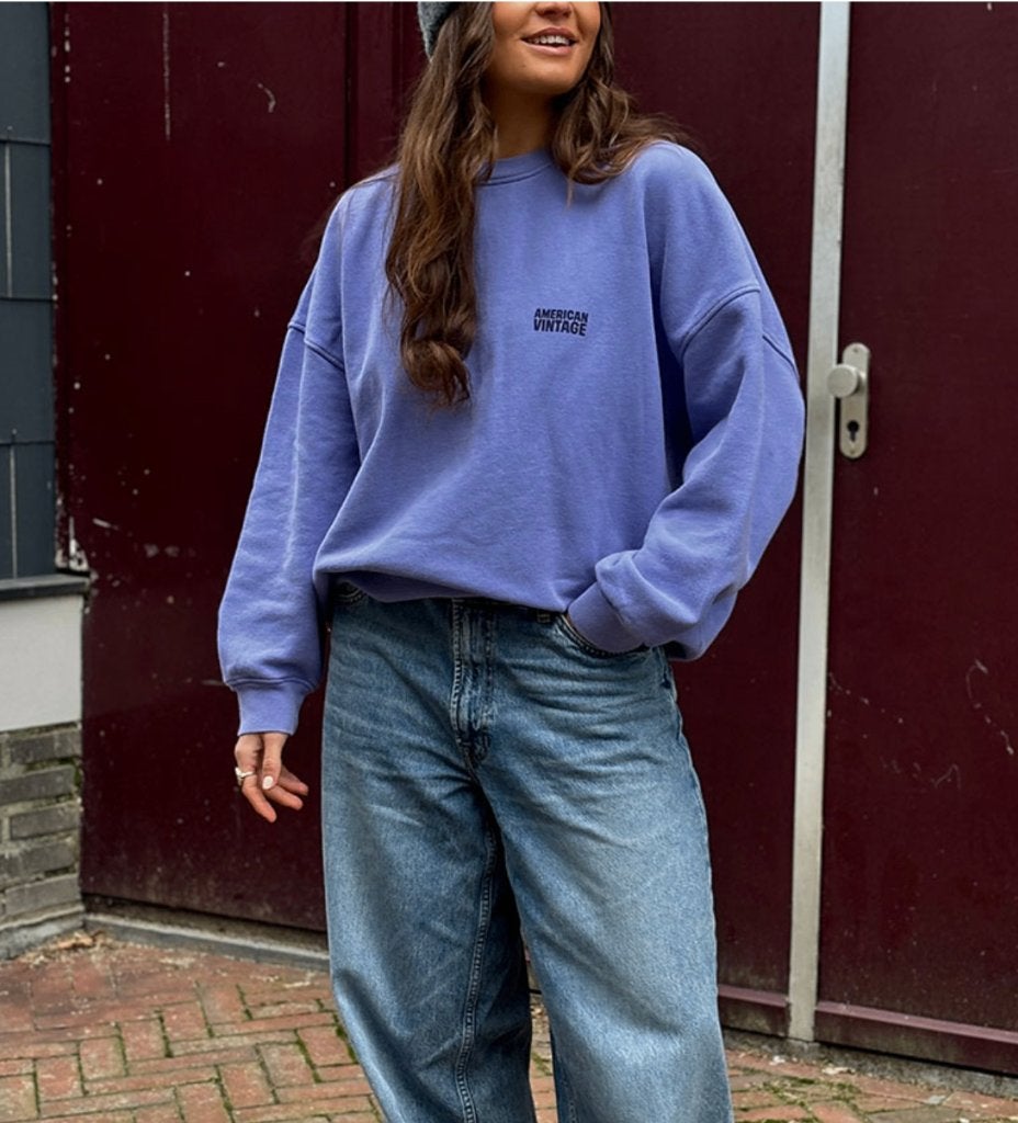 American Vintage sweater Plizzy in lavendel mt L, Kleding | Dames, Maat 38/40 (M), Overige kleuren, Verzenden, American Vintage