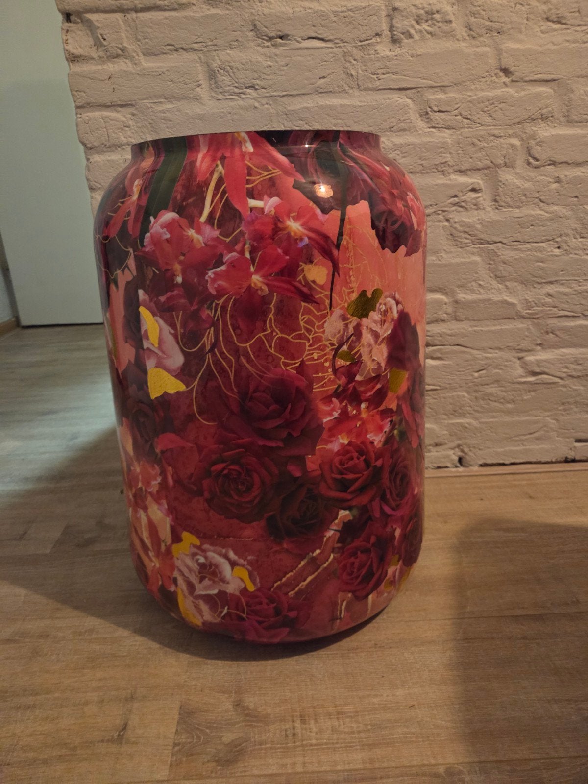 grote vaas/ bloempot, Huis en Inrichting, Ophalen, Roze, Metaal, 80 cm