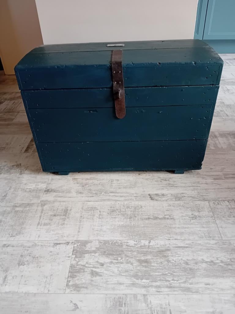 Mooie grote blauwe kist met slot, Ophalen of Verzenden