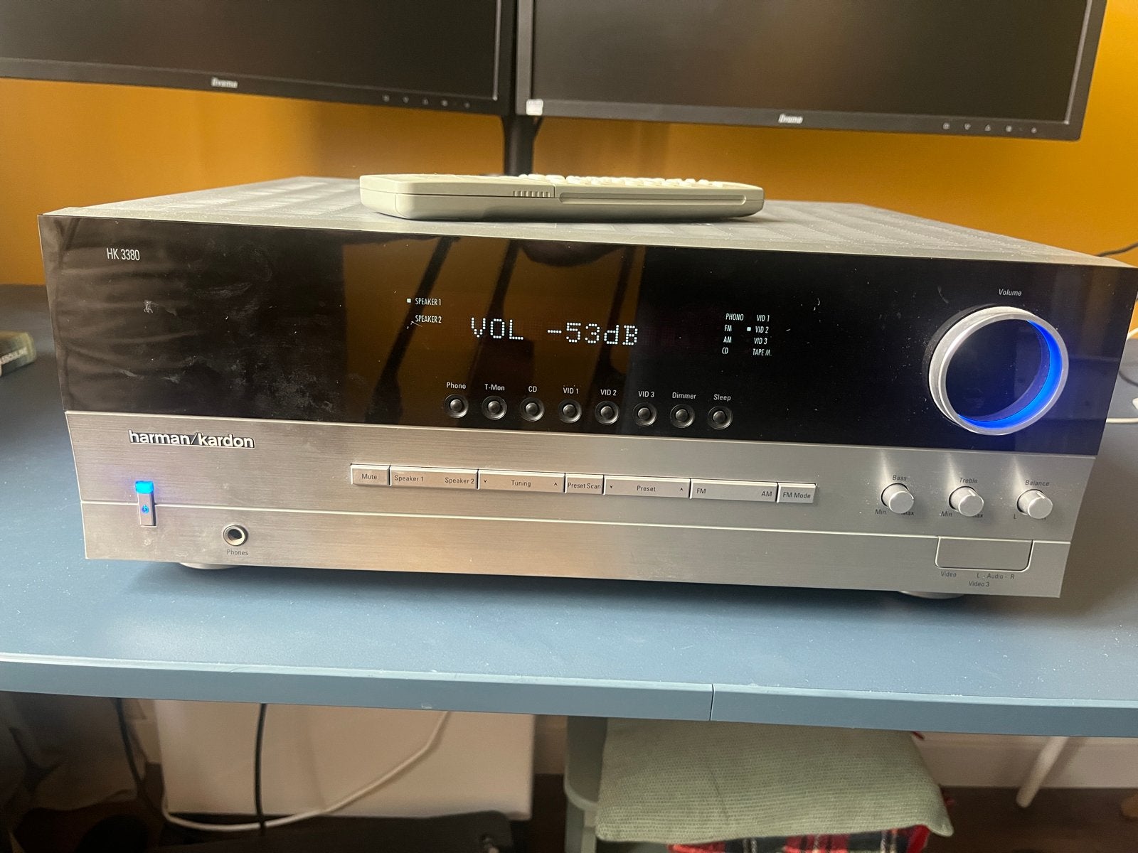 Harman/Kardon HK 3380 Stereo Receiver met Afstandsbediening, Gebruikt, 120 watt of meer, Stereo, Ophalen