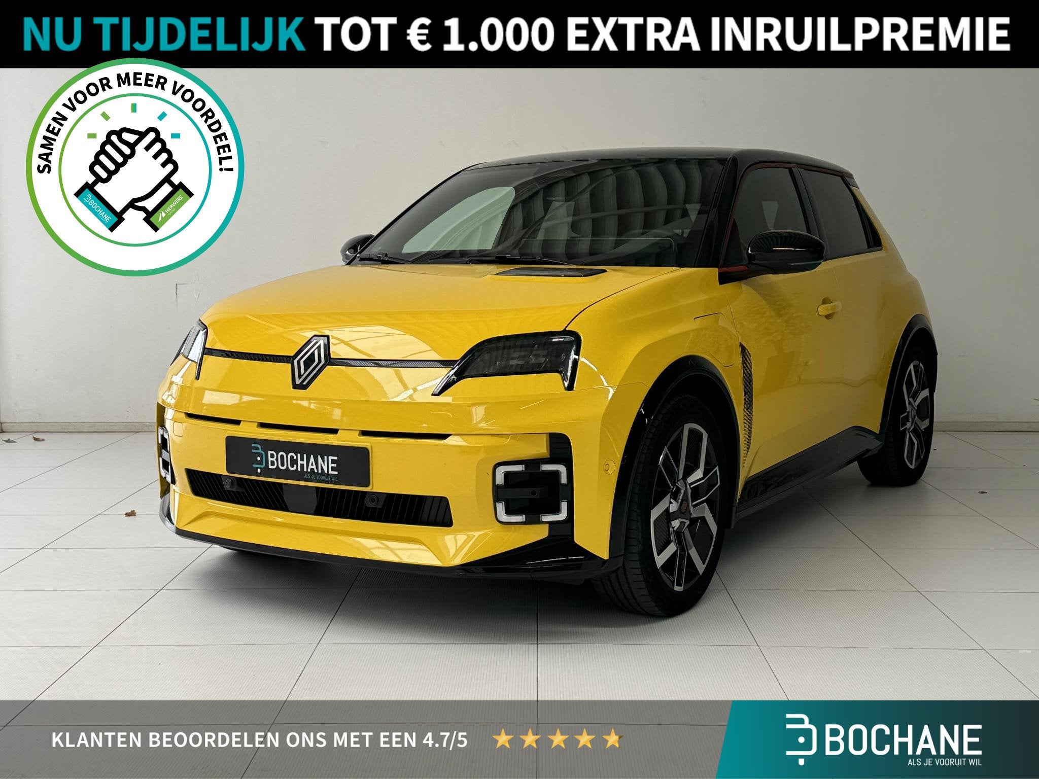Renault 5 comfort range iconic cinq 52 kWh | Navigatie | Cam, Auto's, Stof, Gebruikt, Huisgarantie, Automatische klimaatregeling
