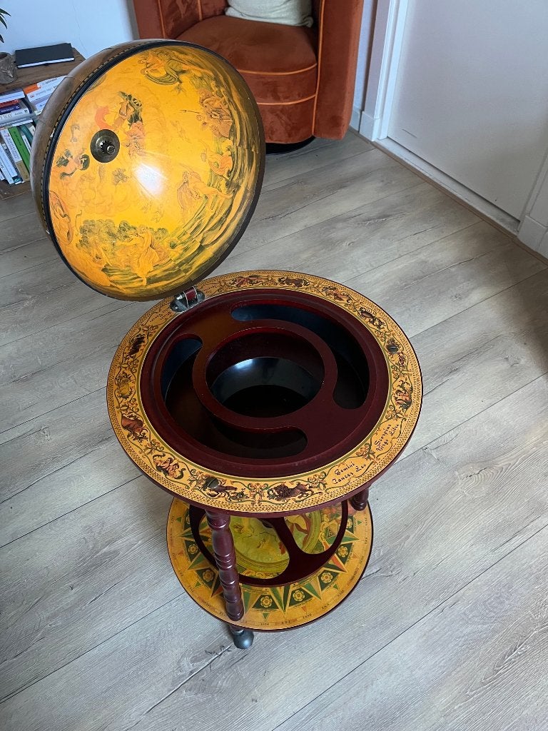 Wereldbol bar / minibar op wieltjes – klassieke globebar, Ophalen, Gebruikt, 35 cm, Globebar