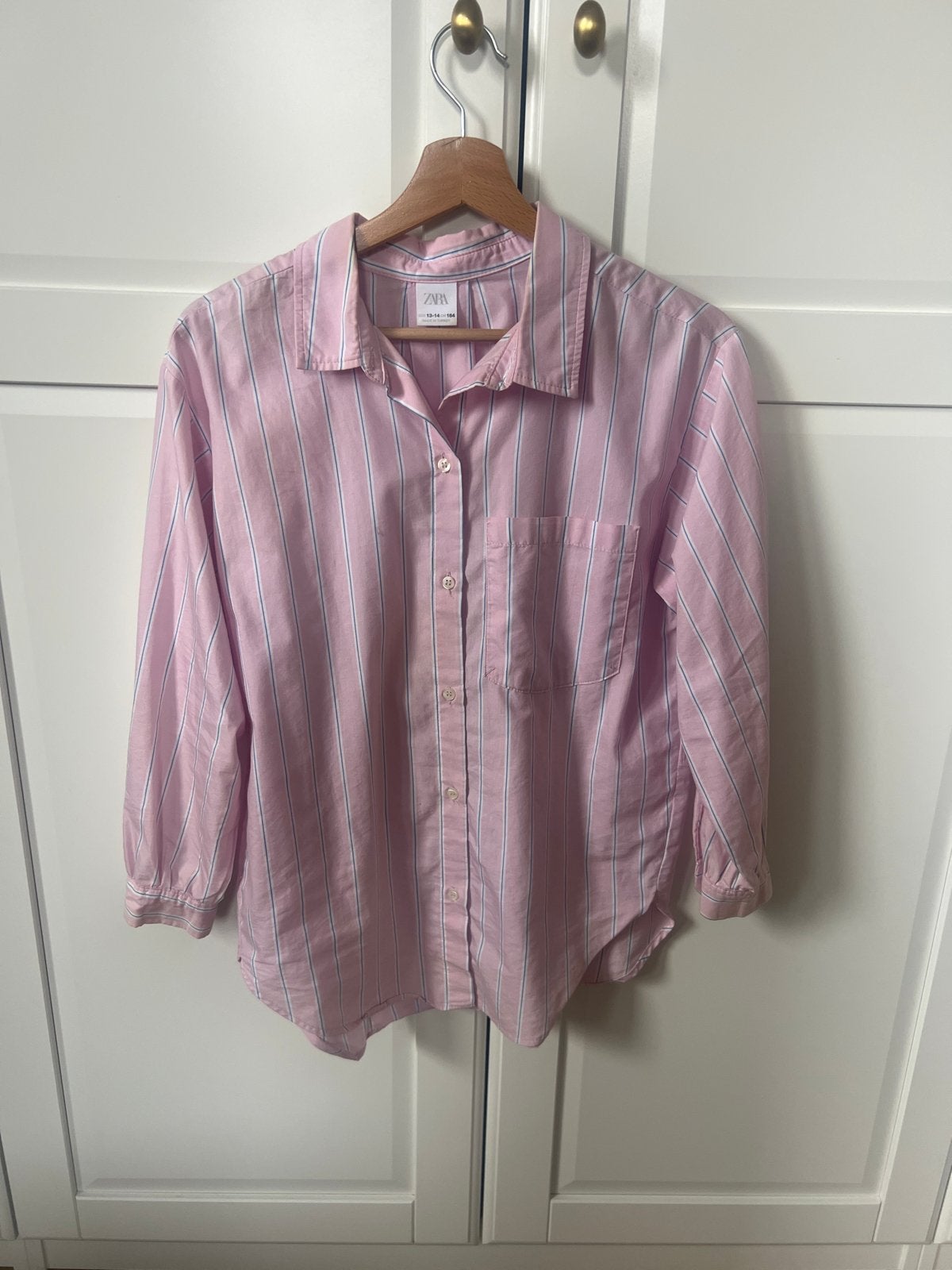 Zara gestreept overhemd roze maat 164 (13-14 jaar), Ophalen of Verzenden, Gebruikt, Jongen of Meisje, Overhemd of Blouse