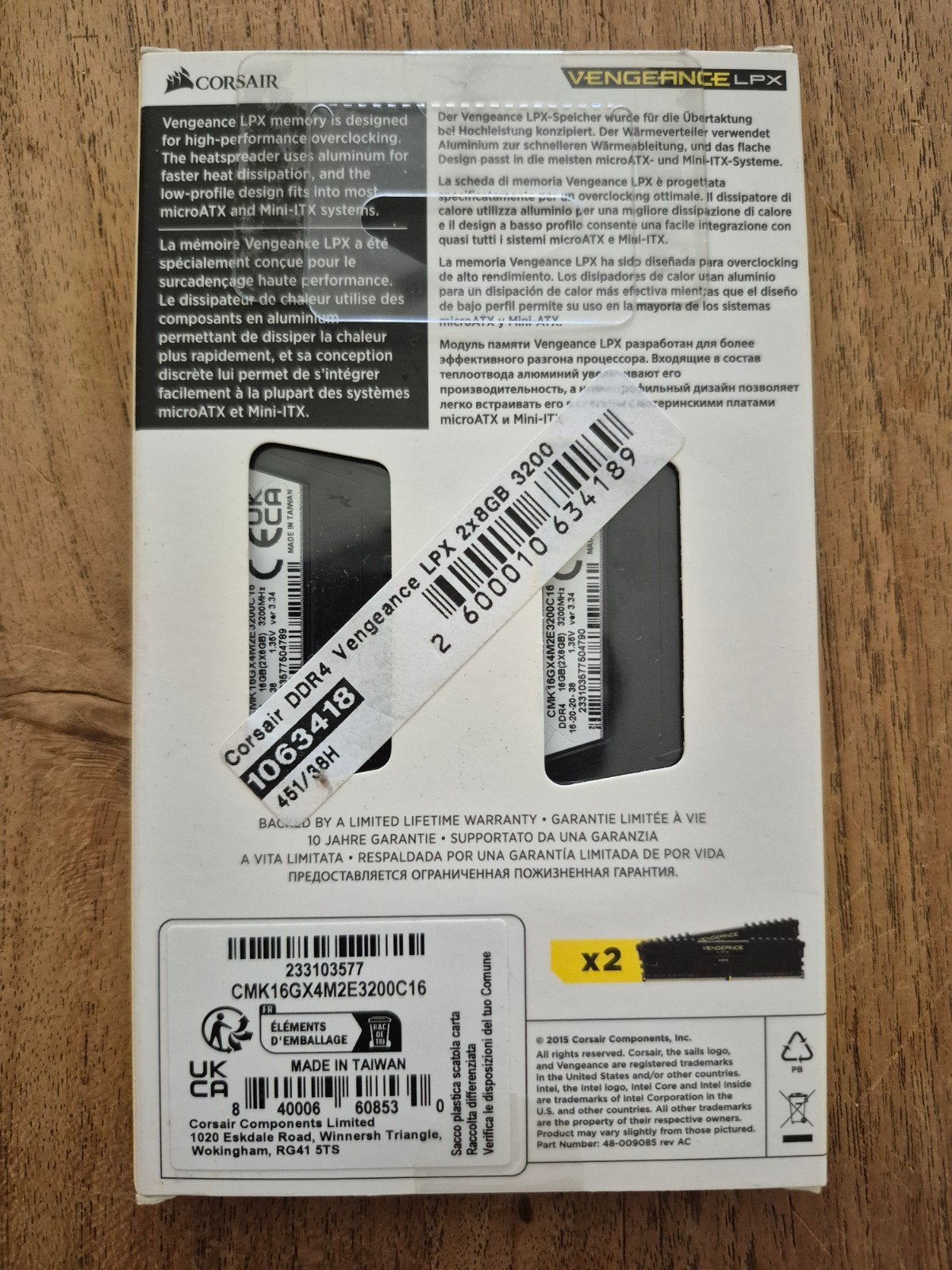 Corsair Vengeance LPX 16GB (2x8GB) DDR4 3200MHz RAM, Computers en Software, DDR4, Nieuw, Ophalen of Verzenden, Desktop