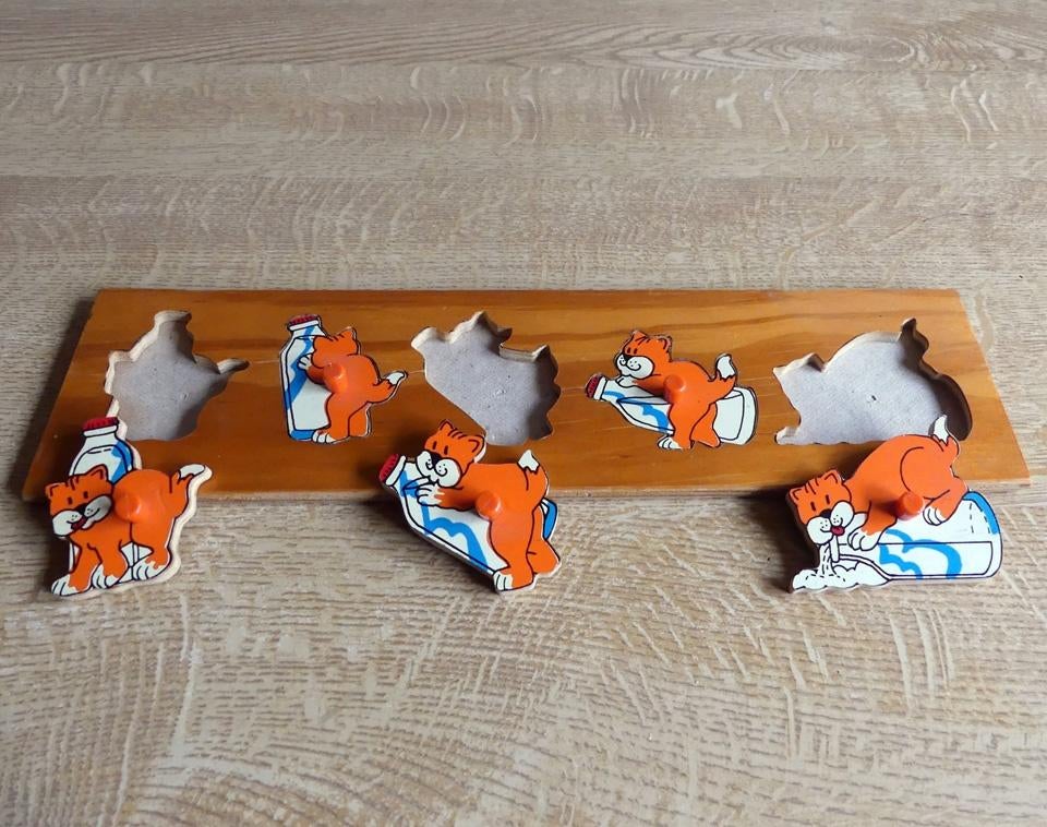 Vintage puzzle poezen katten houten puzzel poes puzzeltje, Gebruikt, Ophalen of Verzenden, Van hout, 4 tot 6 jaar