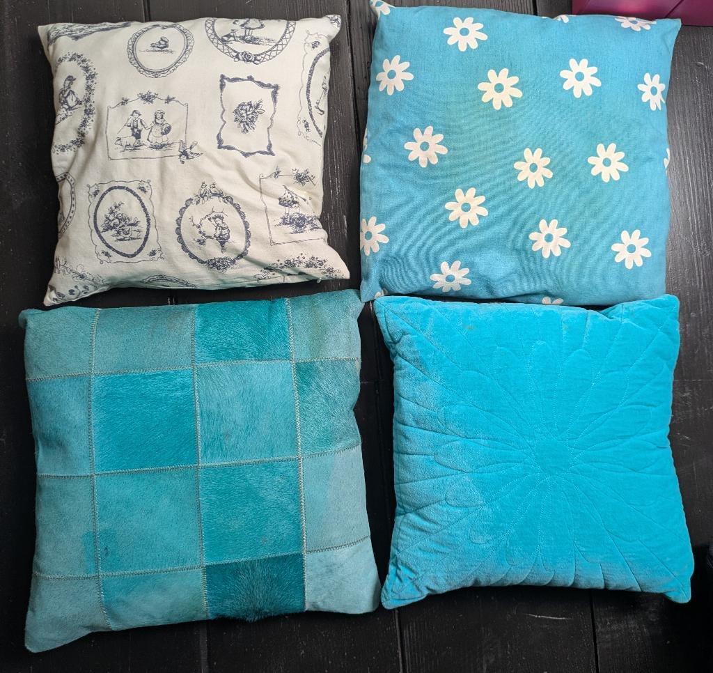 Blauwe sierkussens, Ophalen of Verzenden, Gebruikt, Blauw, Vierkant