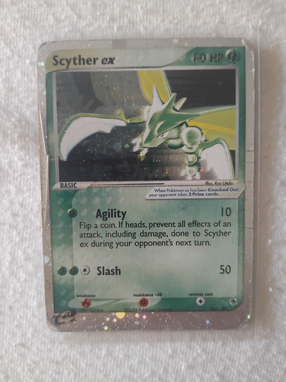 Scyther ex Pokémon kaart - Holo - 2003 102, Ophalen of Verzenden, Gebruikt, Losse kaart, Foil