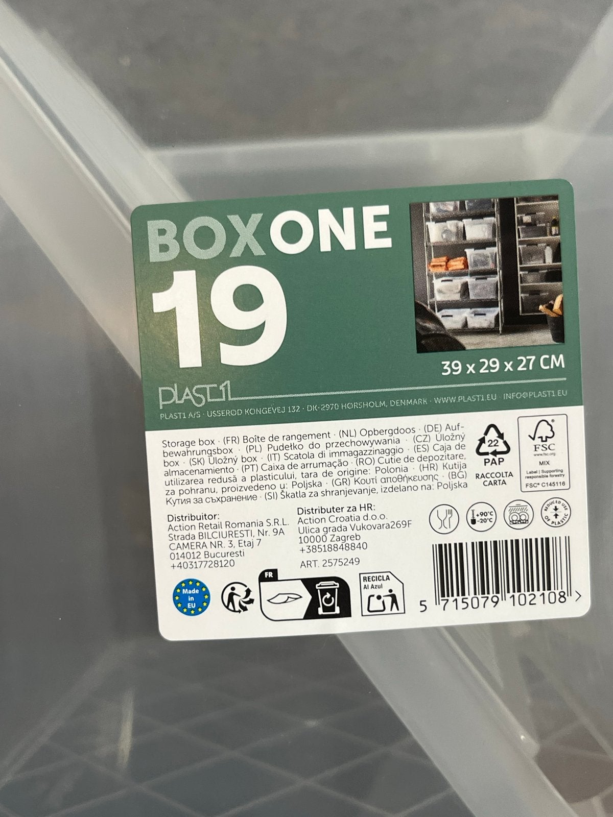(2stuks)Transparante Opbergbox BOXONE 19 met Deksel-, Ophalen, Minder dan 50 cm, Zo goed als nieuw, Minder dan 40 cm