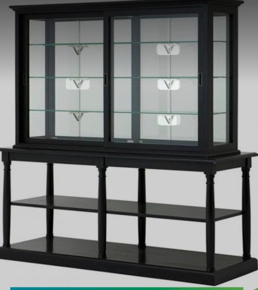 Eichholtz Buffetkast met Glazen Deuren en Platen, Huis en Inrichting, Ophalen, 150 tot 200 cm, Overige houtsoorten, Klassiek, Modern