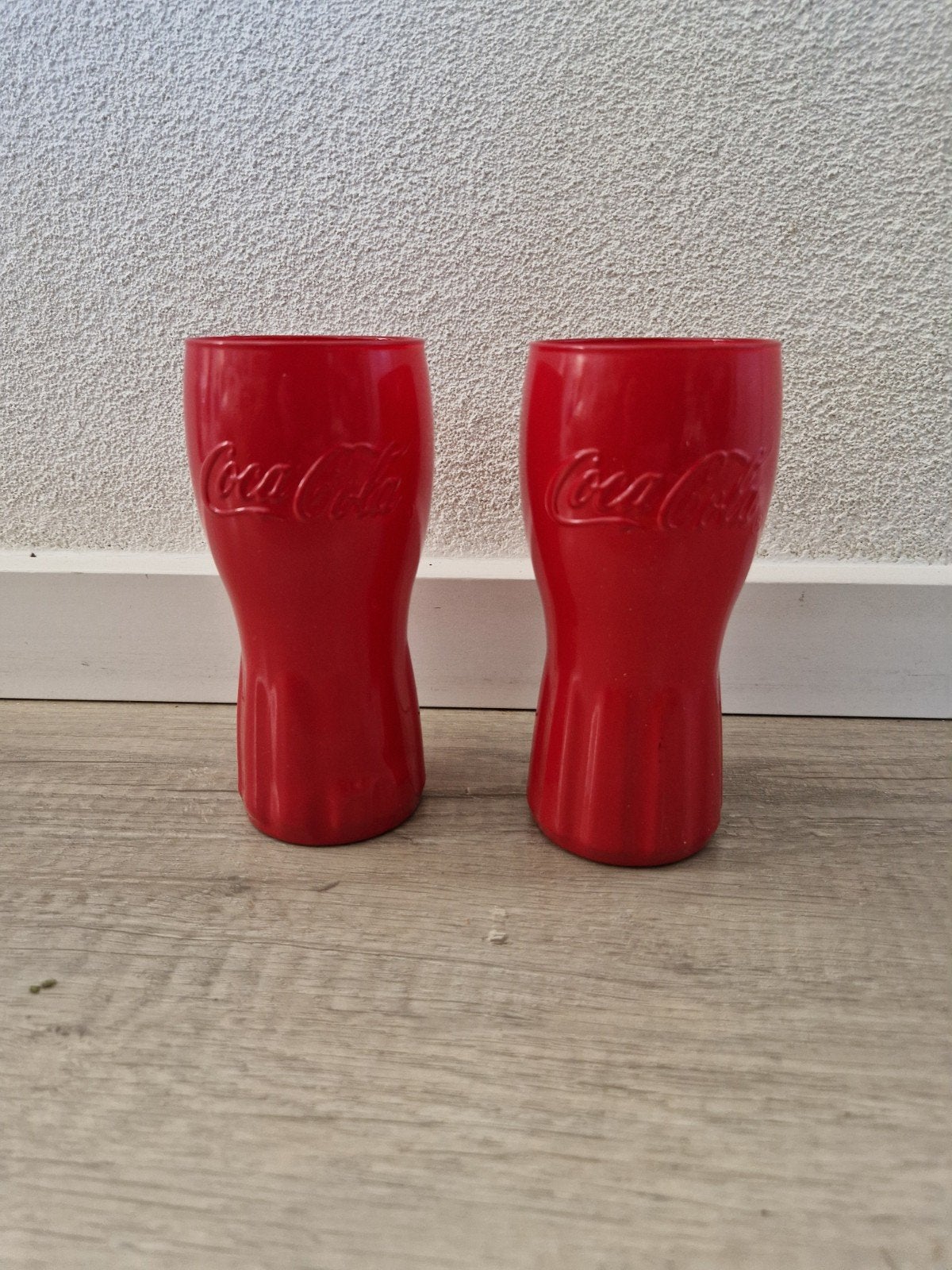 Rode coca cola glas glazen 2 stuks McDonald's rood, Glas of Glazen, Ophalen of Verzenden, Overige stijlen, Glas