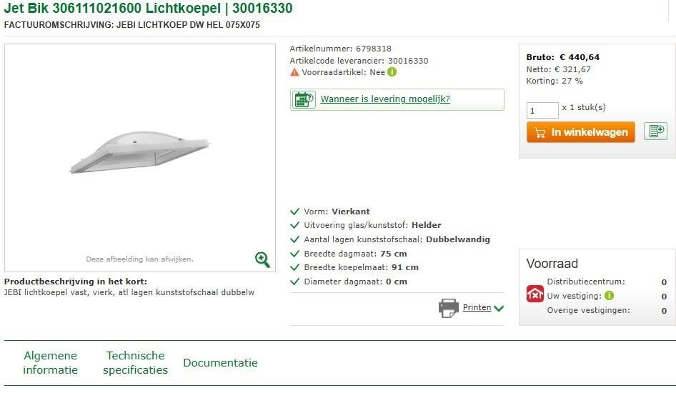 Lichtkoepel 757x75 NIEUW, Ophalen, Minder dan 80 cm, Minder dan 80 cm, Nieuw