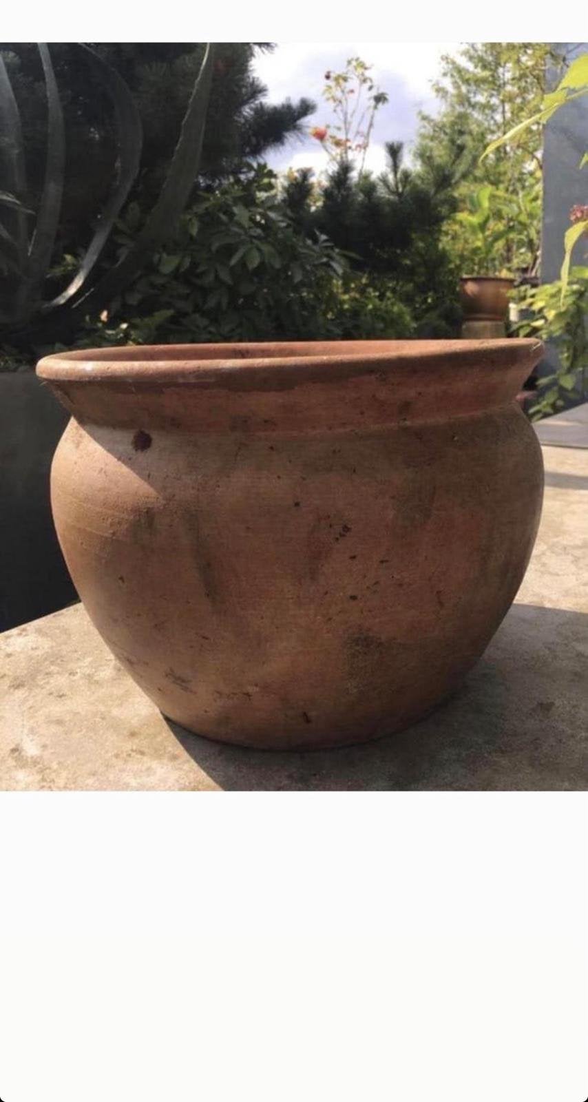 Unieke prachtige Oud Hollandse terracotta bloempotten 36cm, Tuin en Terras, Gebruikt, Rond, Minder dan 40 cm, Binnen