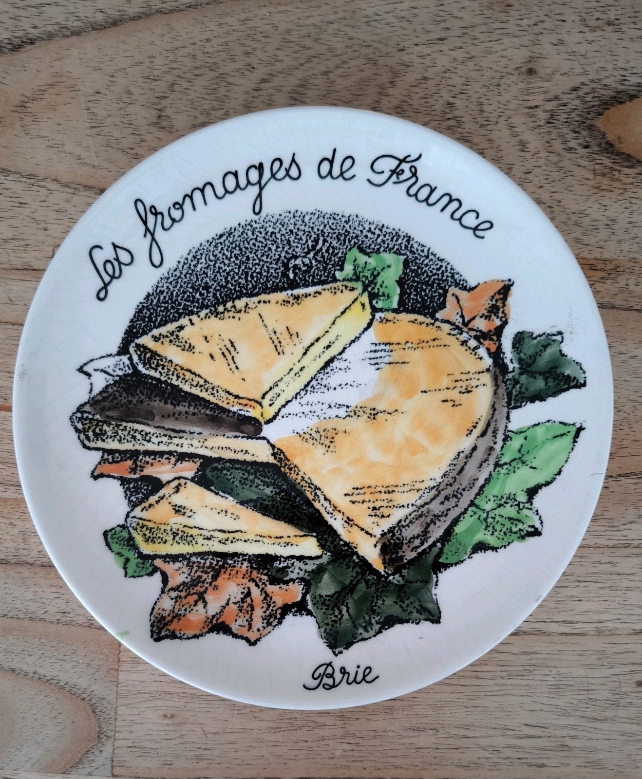 Vintage bordje 1971 France BRIE handgeschilderd Gien, Ophalen of Verzenden