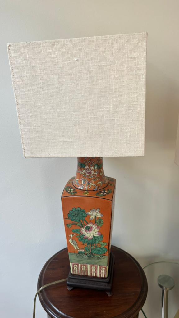 Chinese / Oosterse keramische tafellamp met kap, Ophalen of Verzenden, Zo goed als nieuw, 50 tot 75 cm