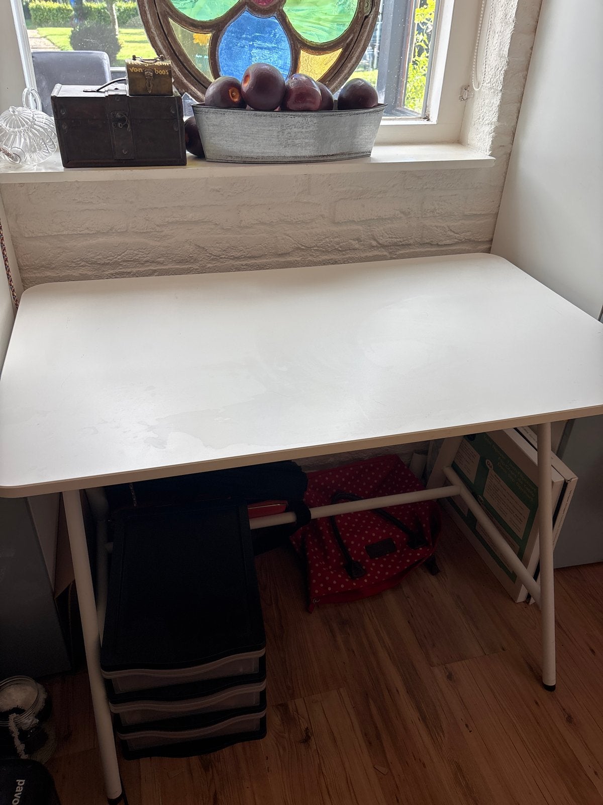 IKEA Gladhödjen Bureau 100x60 - Wit, Ophalen, Gebruikt, IKEA, Wit