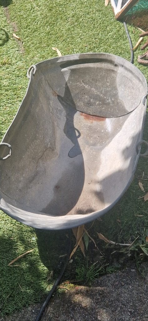 Prachtige zinken verweerde zaaibak /tuindersmand (brocante), Ophalen of Verzenden