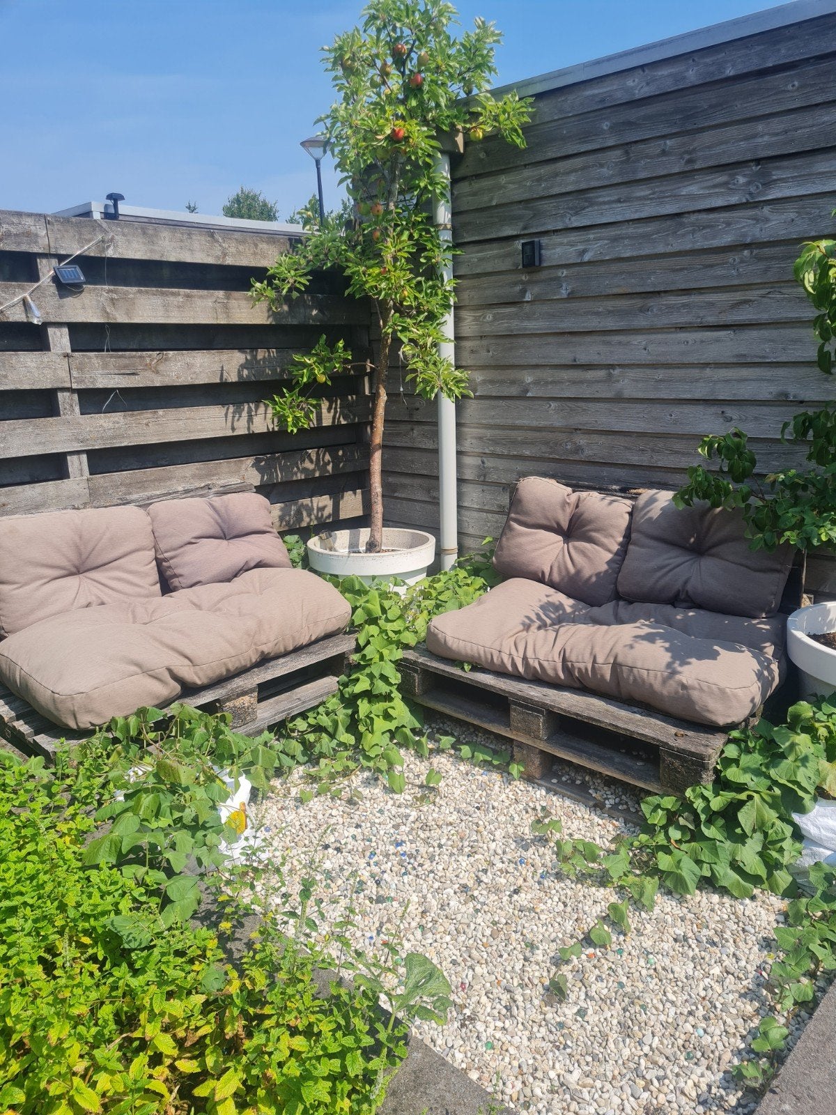 Pallet loungebank met kussens, Ophalen, Gebruikt, Hout