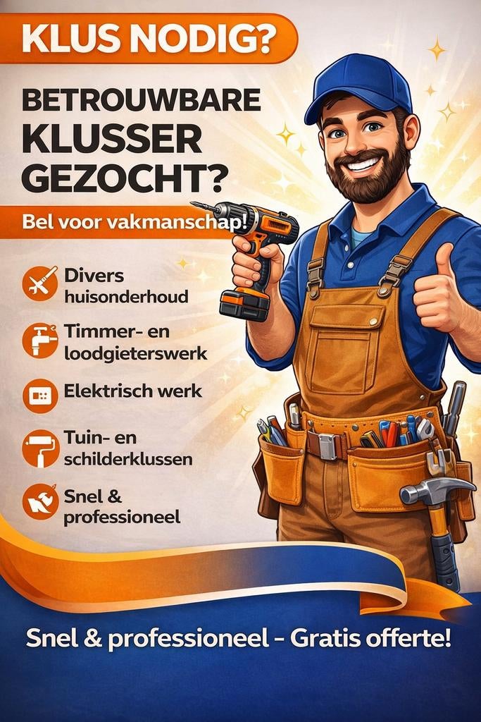 KLUS NODIG? WIJ STAAN VOOR U KLAAR!