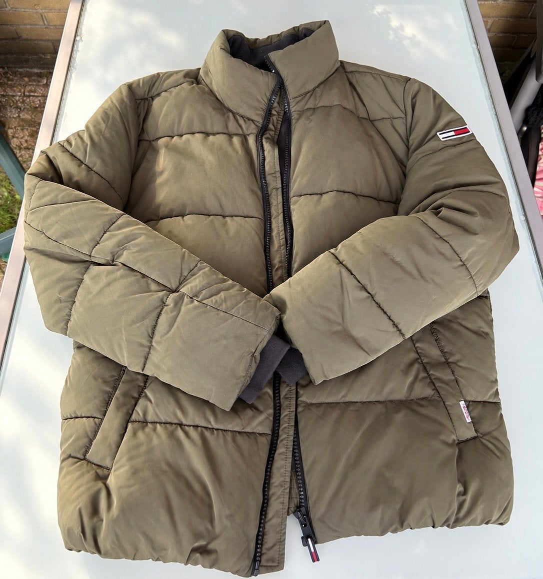 Tommy Jeans Pufferjack - Maat L, Ophalen of Verzenden, Gedragen, Maat 42/44 (L), Groen