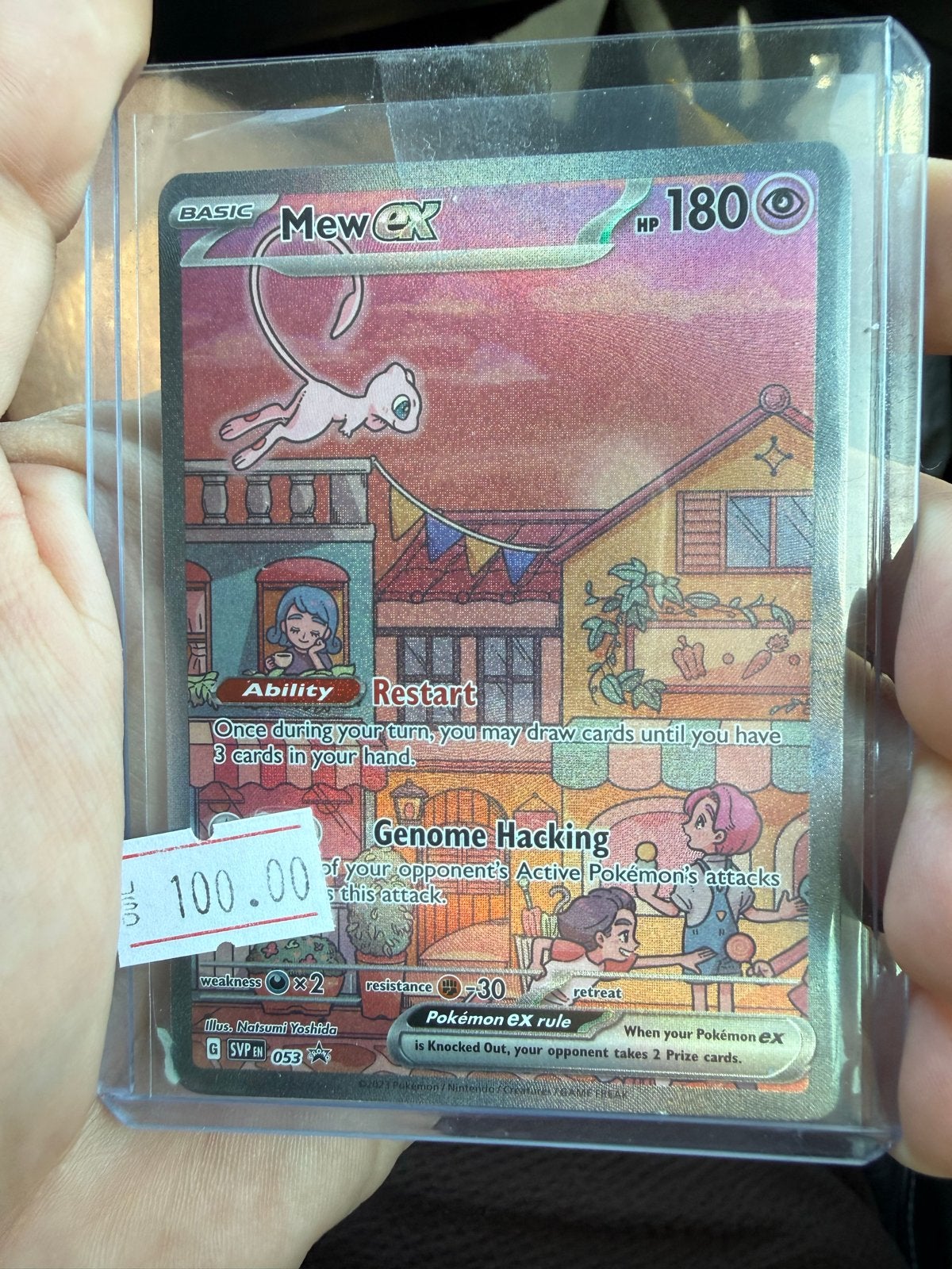 Mew ex Pokémon kaart - Full Art (SVP EN 053), Ophalen of Verzenden, Zo goed als nieuw, Losse kaart, Foil
