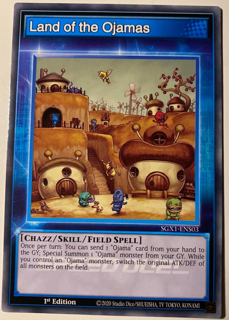 Yu-Gi-Oh! Land of the Ojamas SGX1 1st Edition !, Ophalen of Verzenden, Zo goed als nieuw, Losse kaart